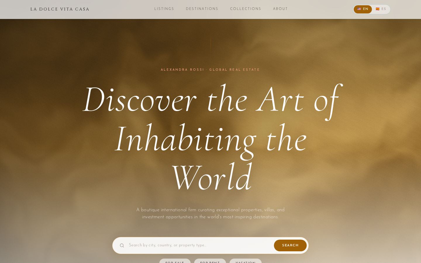 La Dolce Vita Casa — the live site at desktop width